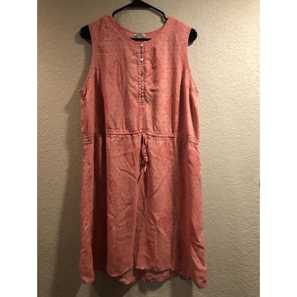 Lucky Brand Button Front Sleeveless Dress Women's Size XL - Orange/Pink